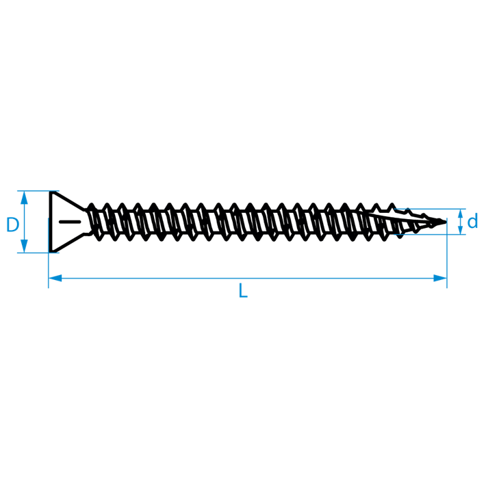 Spaanplaatschroeven smalle kop Combi tekening | Chipboard screws narrow head Combi drawing | Spanplattenschrauben Kleinkopf Combi Zeichnung | Vis à bois tête petite Combi plan