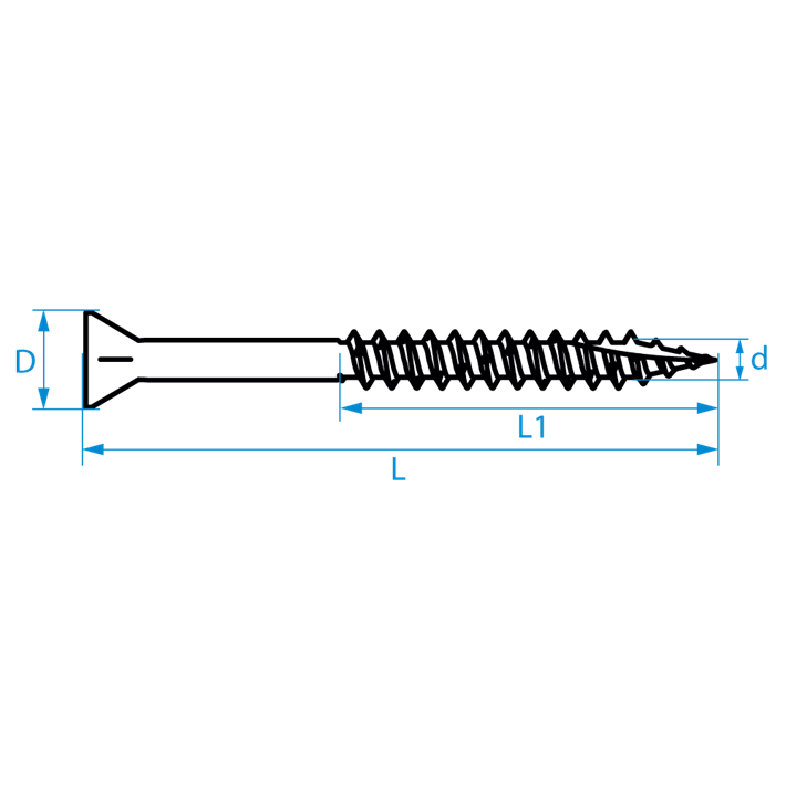 Spaanplaatschroeven smalle kop Combi tekening | Chipboard screws narrow head Combi drawing | Spanplattenschrauben Kleinkopf Combi Zeichnung | Vis à bois tête petite Combi plan