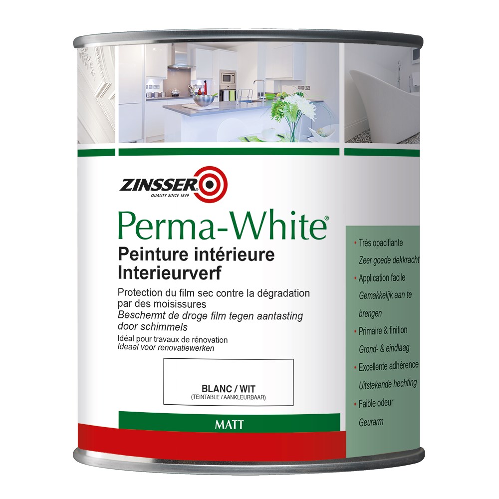 Peinture anti-moisissures Perma White ZINSSER 07-00002 - Sanbec