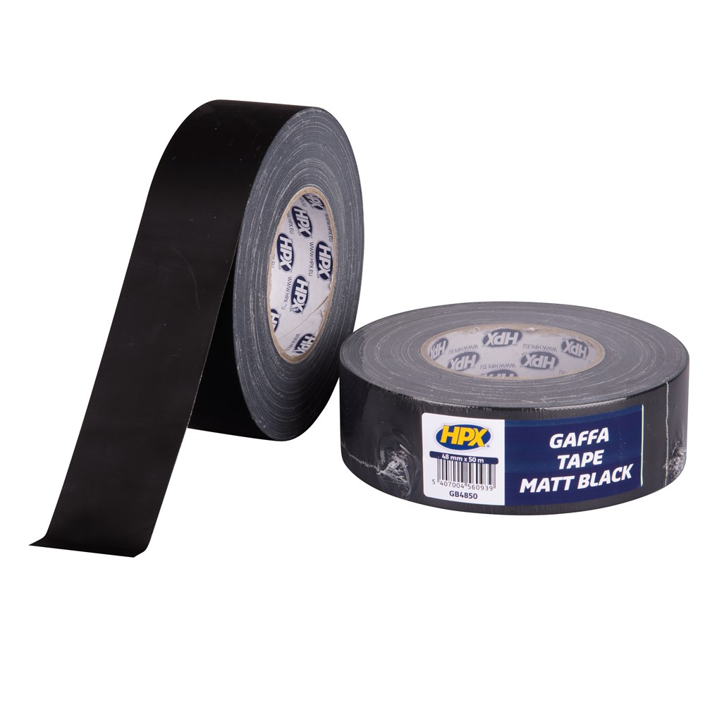 HPX gaffer tape matzwart 48mm rol 50 meter (1)