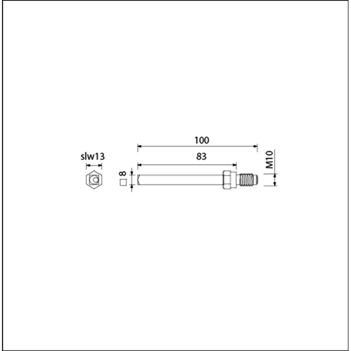 T-gelagerde wisselquickstift 8x100mm