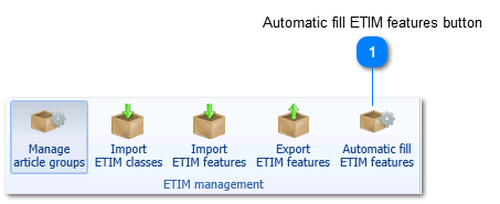 Automatic fill ETIM features